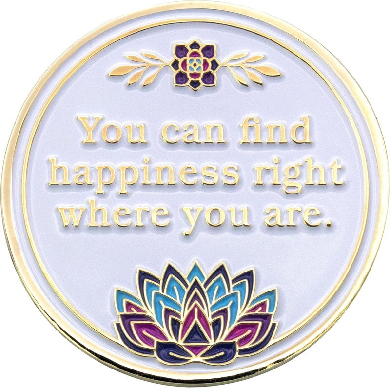 Sobriety Mint 24 Hours AA Coin - 'in Bloom' Lotus Flower Recovery Medallion/Chip - White/Gold - Image 2